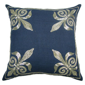 Fleur De Lis Pillow in Navy