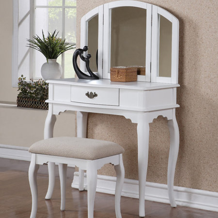 Bedroom Vanity on Bobkona Jaden Bedroom Vanity Set With Stool In White ...